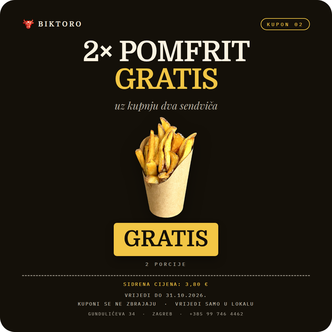 Kupon: 2 pomfrita